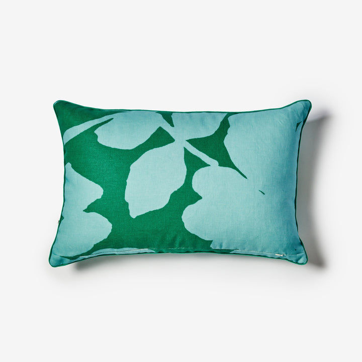 Carmine Blue Green 60x40cm Outdoor Cushion Front | Blue & Green Floral Outdoor Cushion