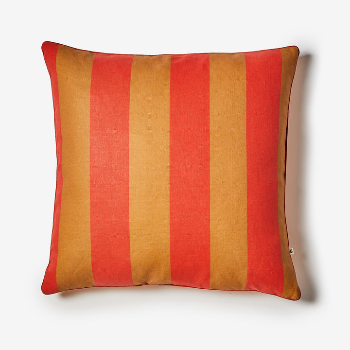 Big Stripe Orange 60cm Outdoor Cushion Front | Orange Striped Outdoor Cushion