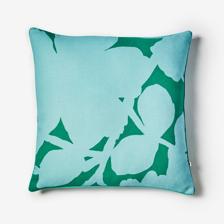 Carmine Blue Green 60cm Outdoor Cushion Front | Blue & Green Floral Outdoor Cushion