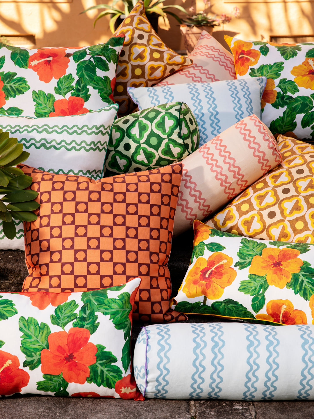 Hibiscus Yellow Outdoor Bolster - Almost Perfect