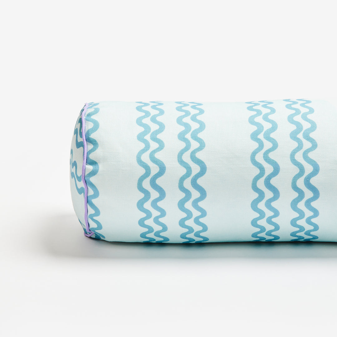 Double Waves Blue Outdoor Bolster
