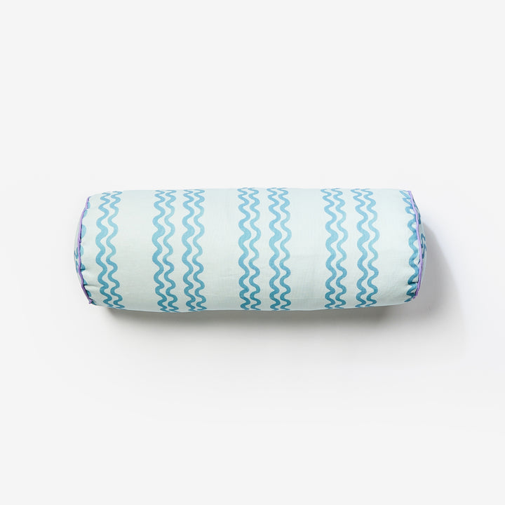 Double Waves Blue Outdoor Bolster