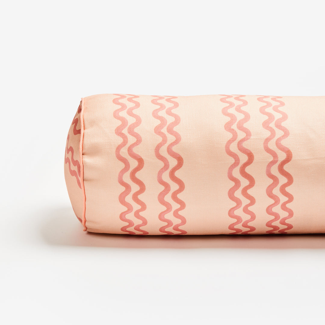 Double Waves Pink Outdoor Bolster