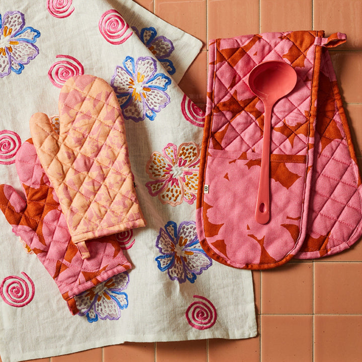 Herbs Reverse Pink Peach Oven Mitt