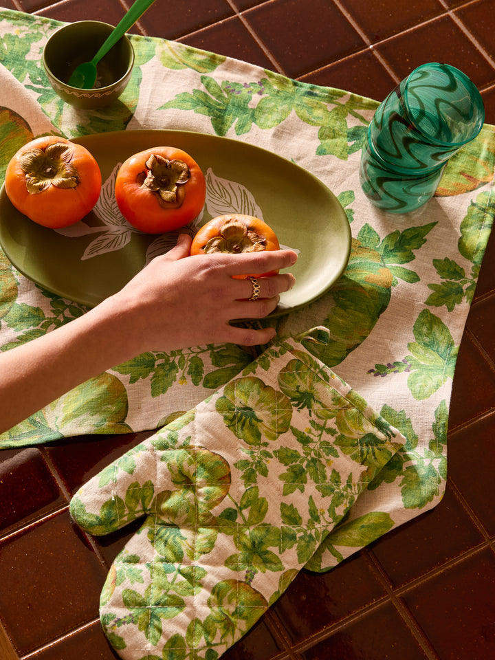 Heirloom Green Linen Oven Mitt