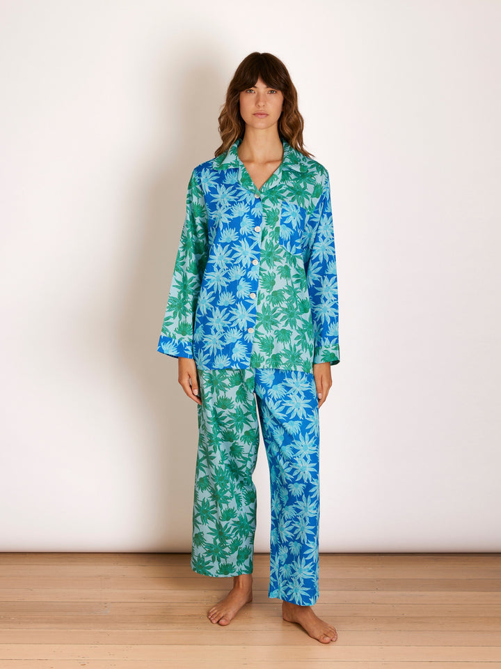 Flannel Flower Blue Green Pyjama Set