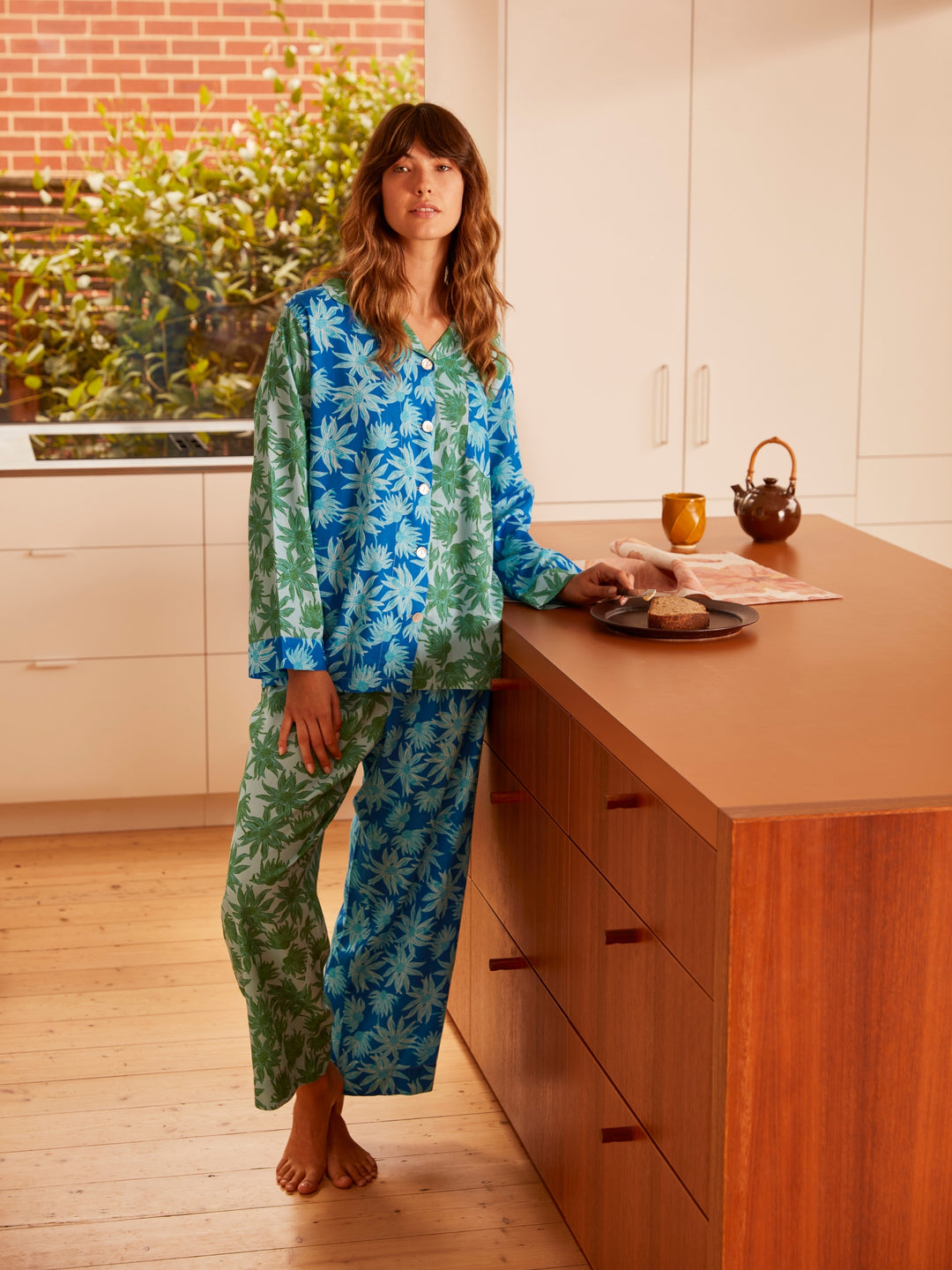 Flannel Flower Blue Green Pyjama Set