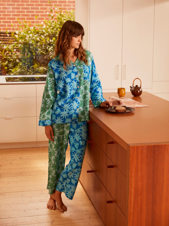 Flannel Flower Blue Green Pyjama Set