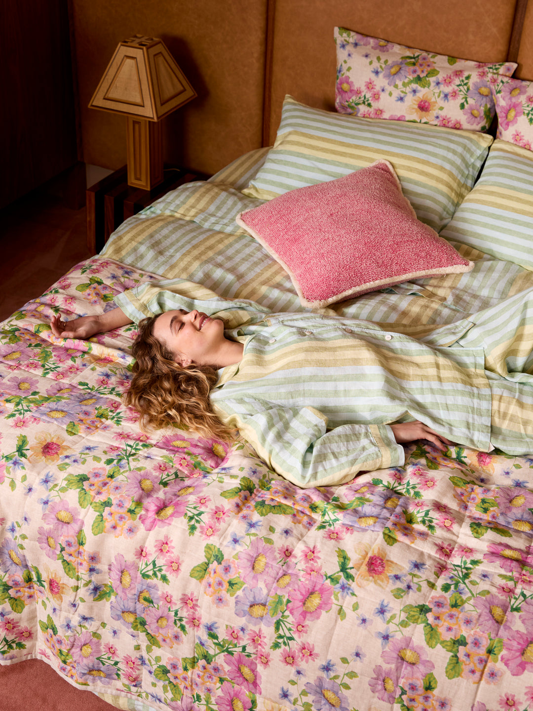 Stripe Blue Green Linen Pyjama Set