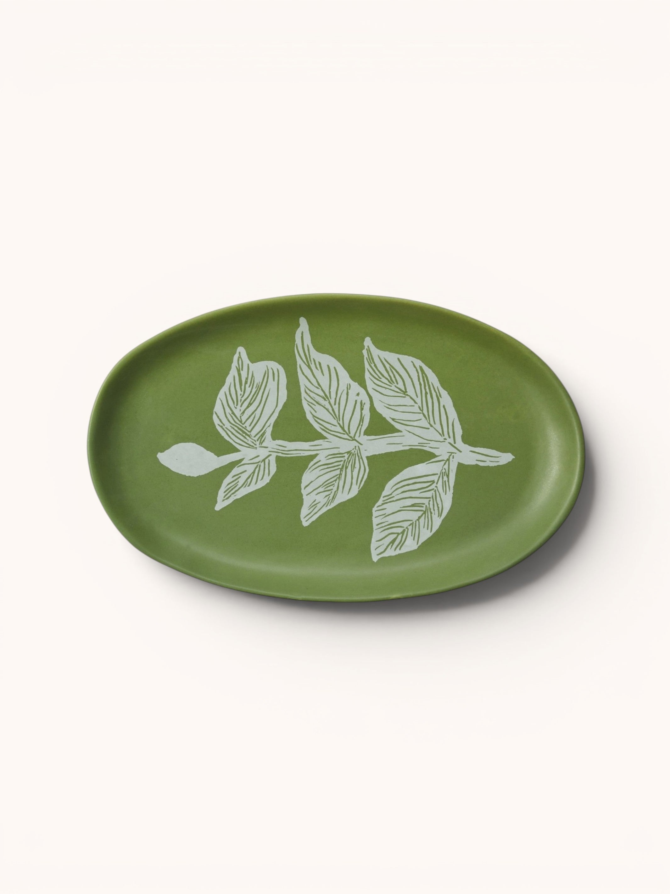 Vines Green Oval Plate