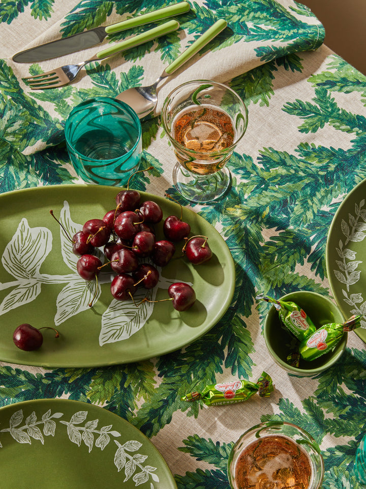 Vines Green Oval Plate