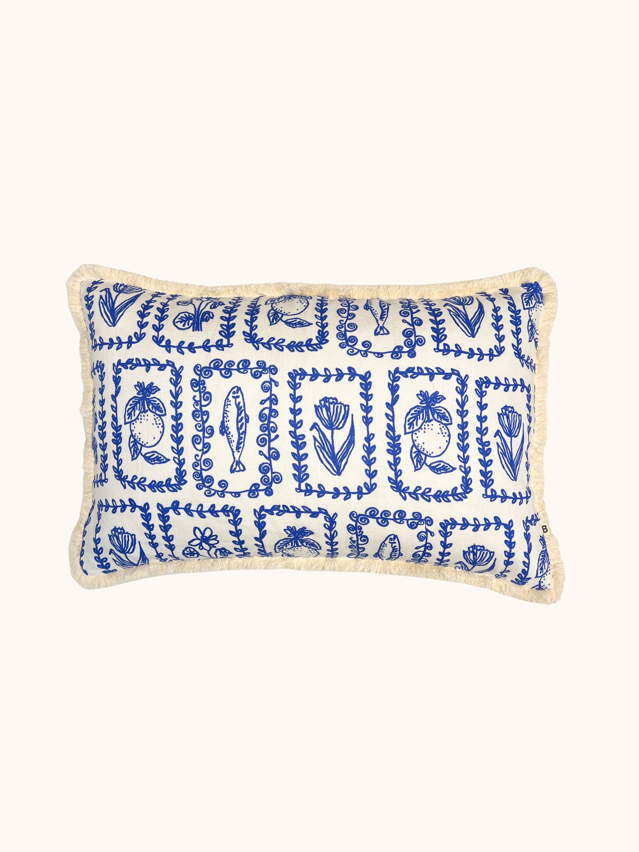Petra Blue Linen Cushion - Almost Perfect