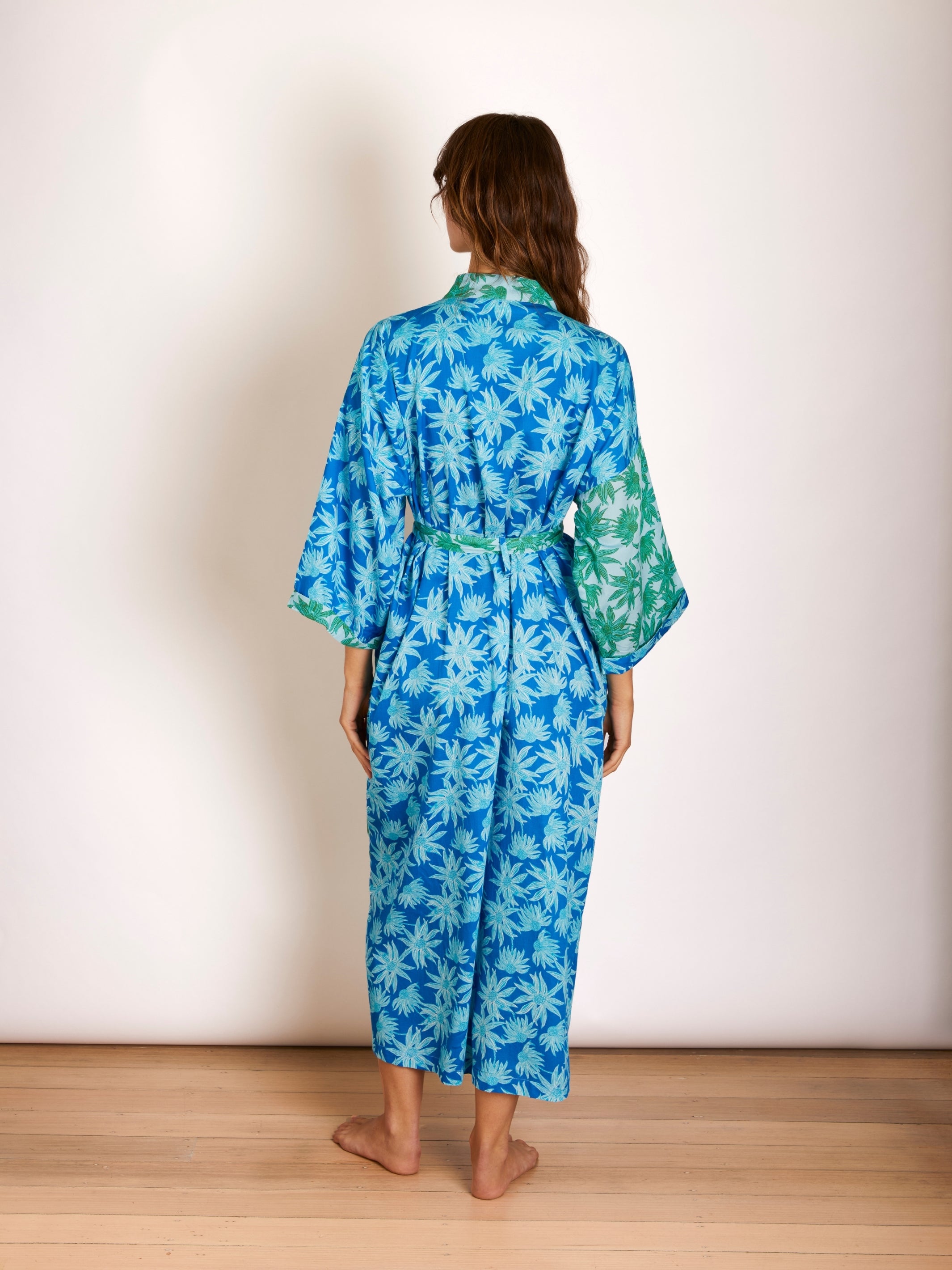 Flannel Flower Blue Green Robe