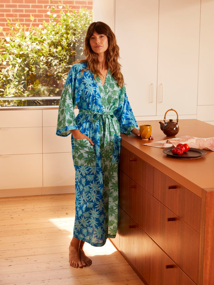 Flannel Flower Blue Green Robe