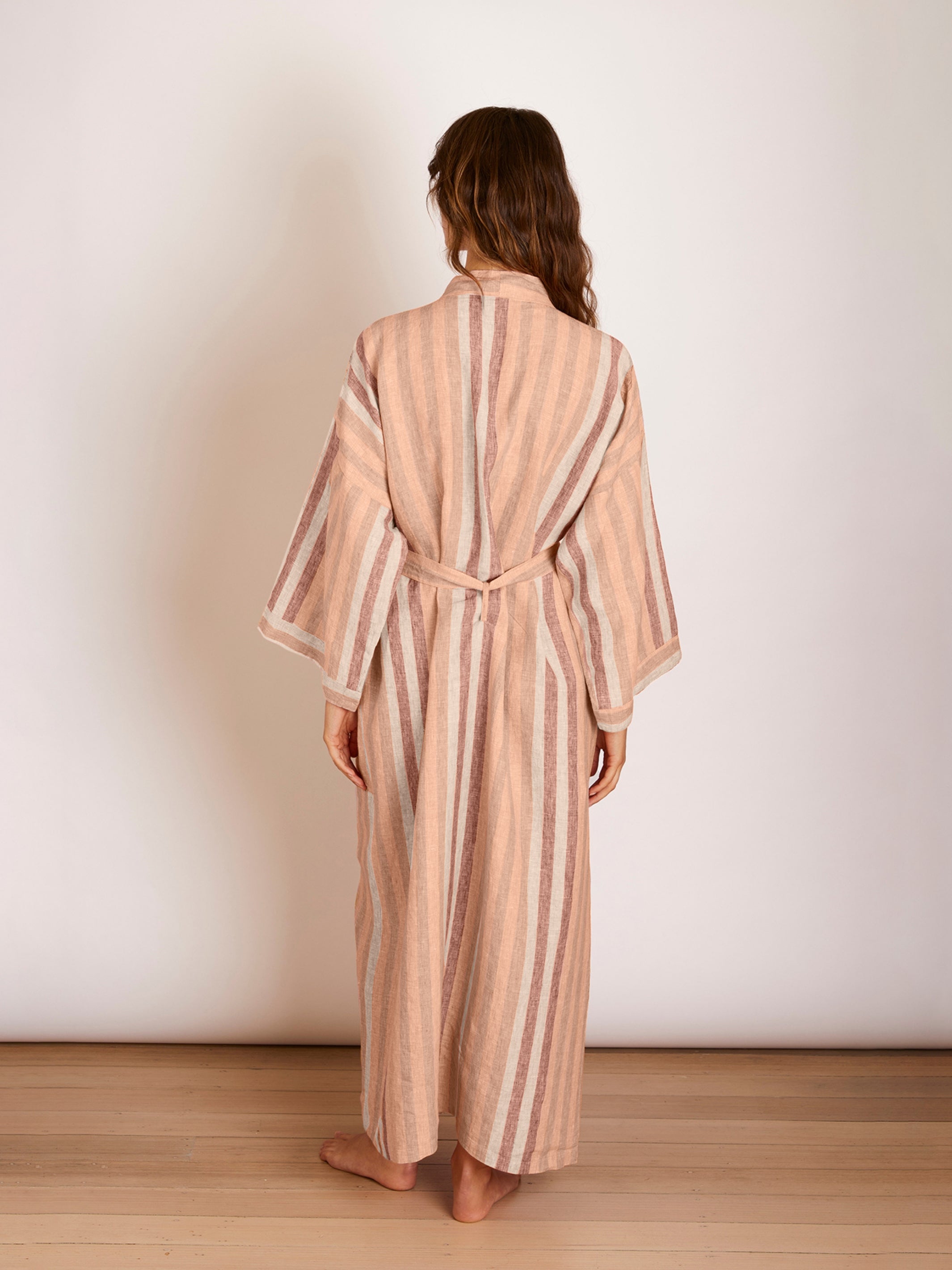 Stripe Hazelnut Linen Robe