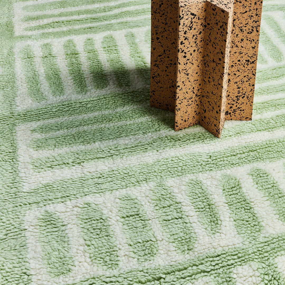 Grid Mint Wool Rug