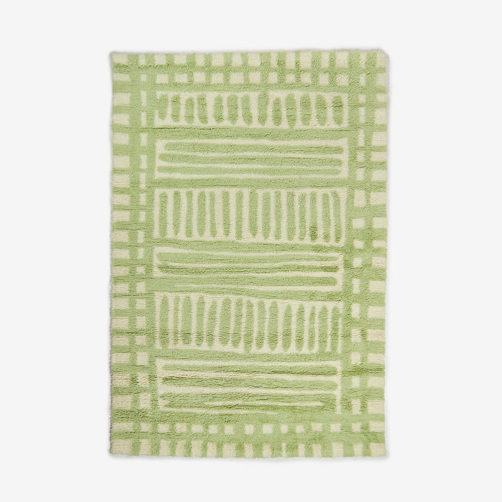 Grid Mint Wool Rug