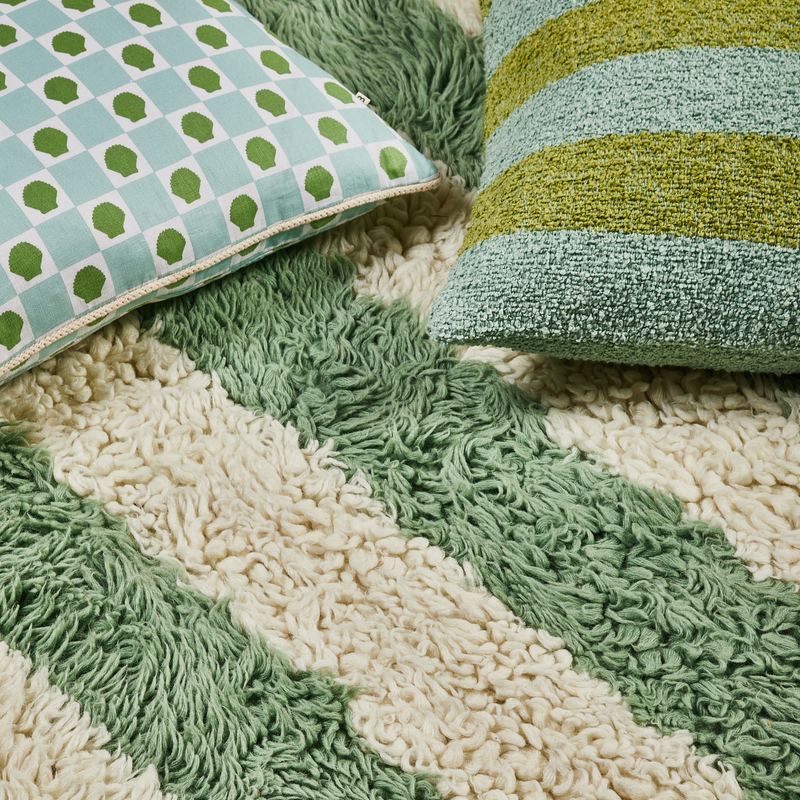 Stripe Mint Wool Rug Bonnie and Neil