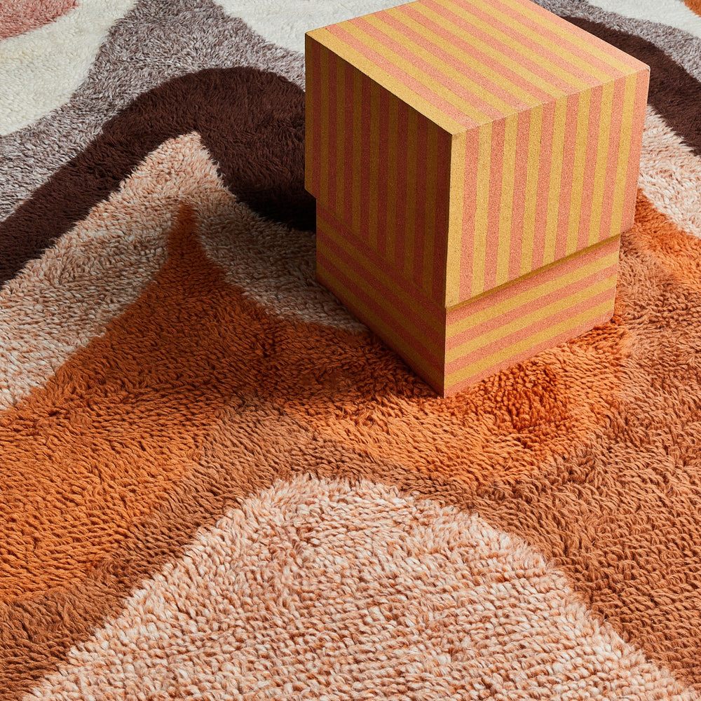 Wave Orange Wool Rug