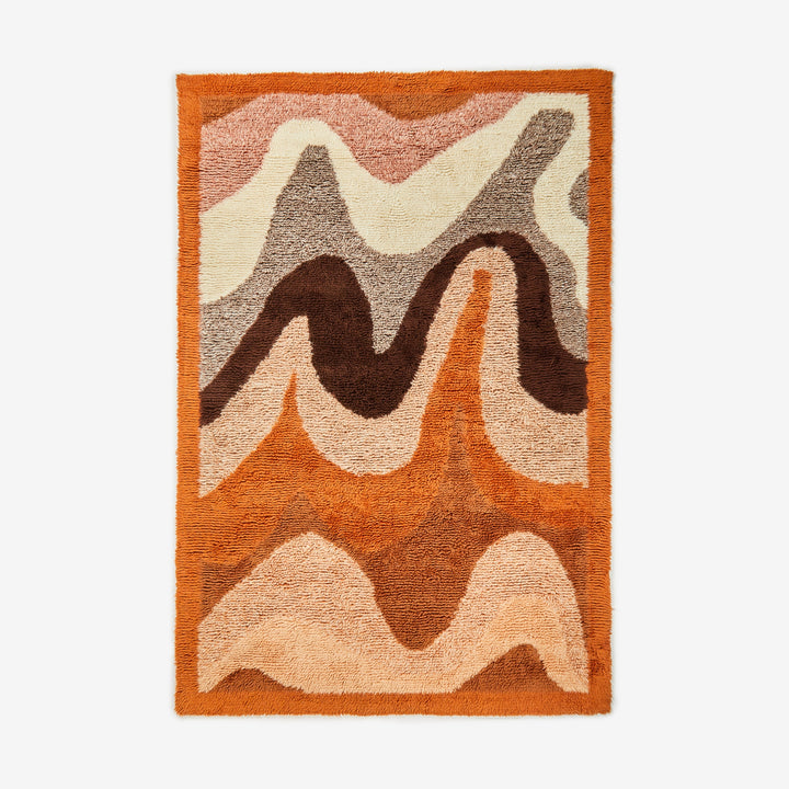 Wave Orange Wool Rug