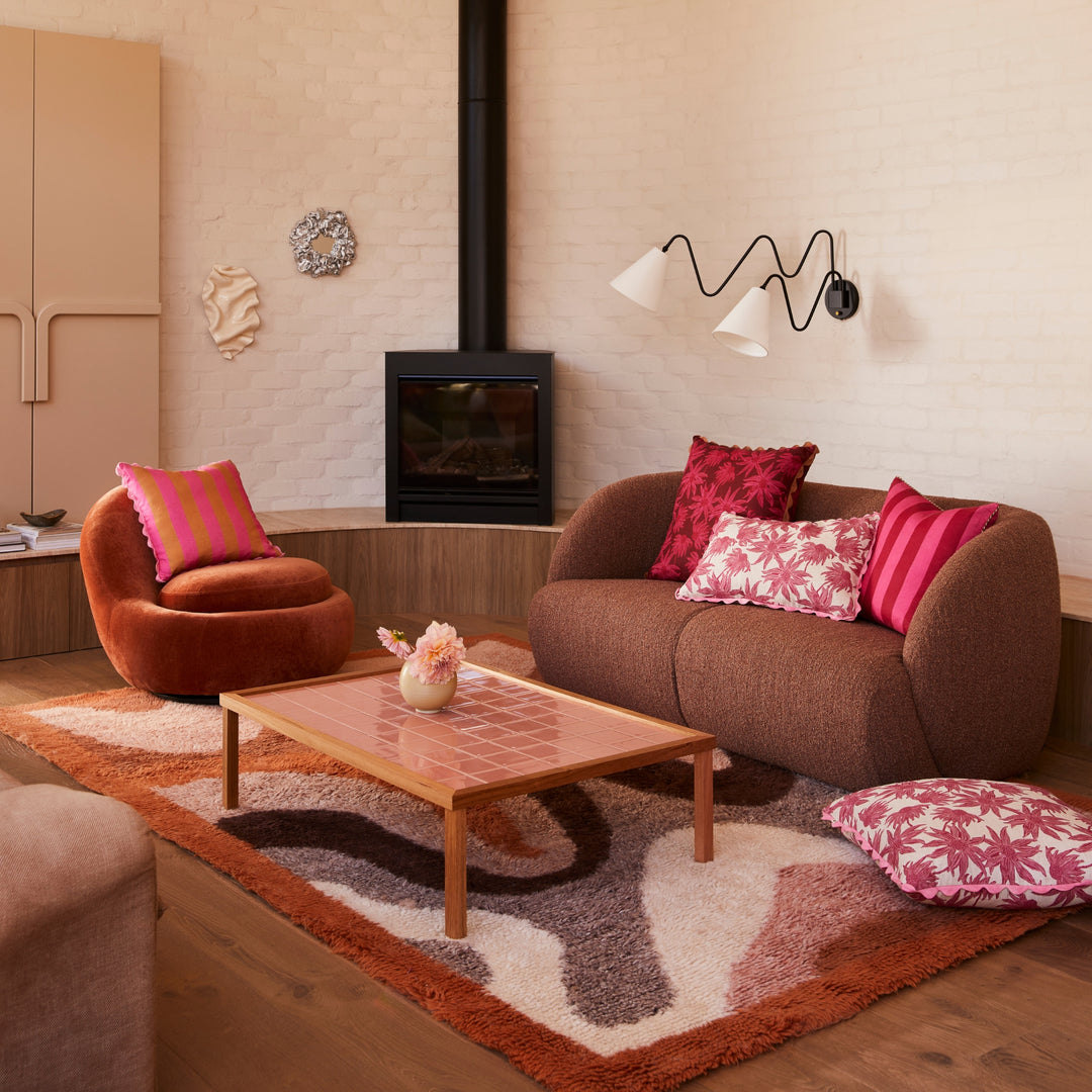 Wave Orange Wool Rug