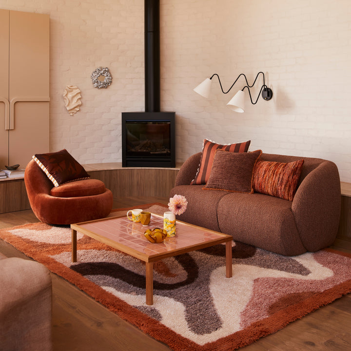 Wave Orange Wool Rug