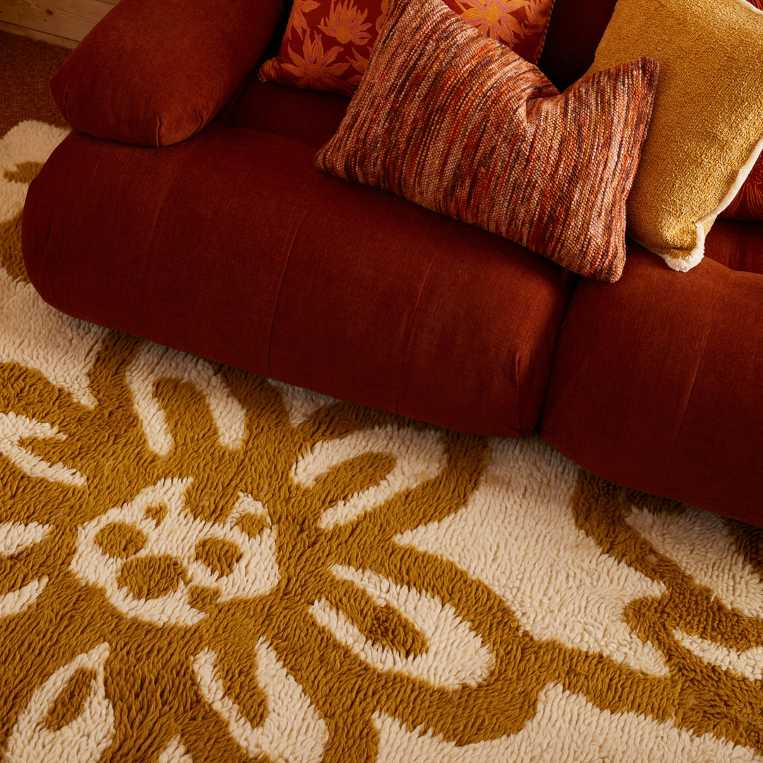 Daisy Mustard Wool Rug