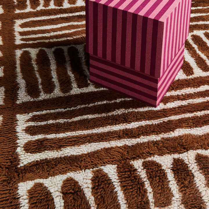 Grid Chocolate Wool Rug