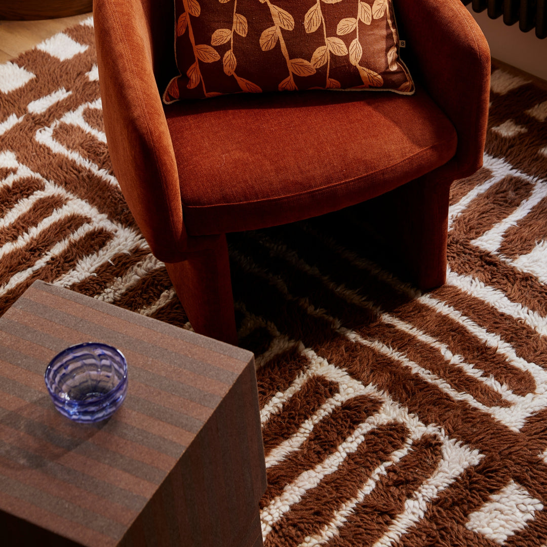 Grid Chocolate Wool Rug