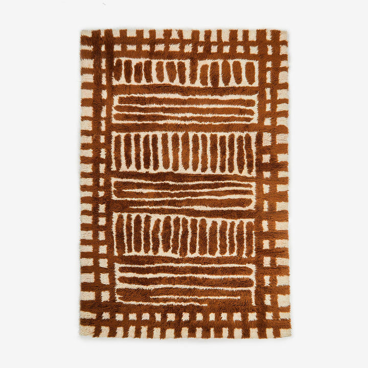 Grid Chocolate Wool Rug