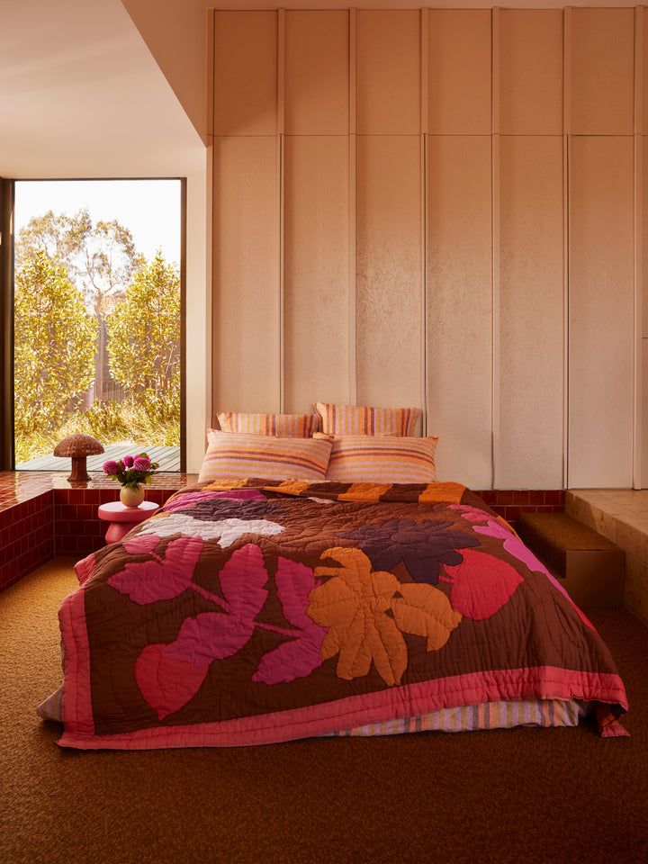 Stripe Orange Linen Standard Pillowcases