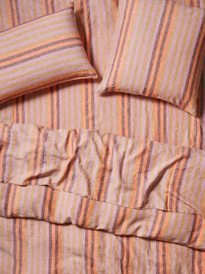 Stripe Orange Linen Standard Pillowcases