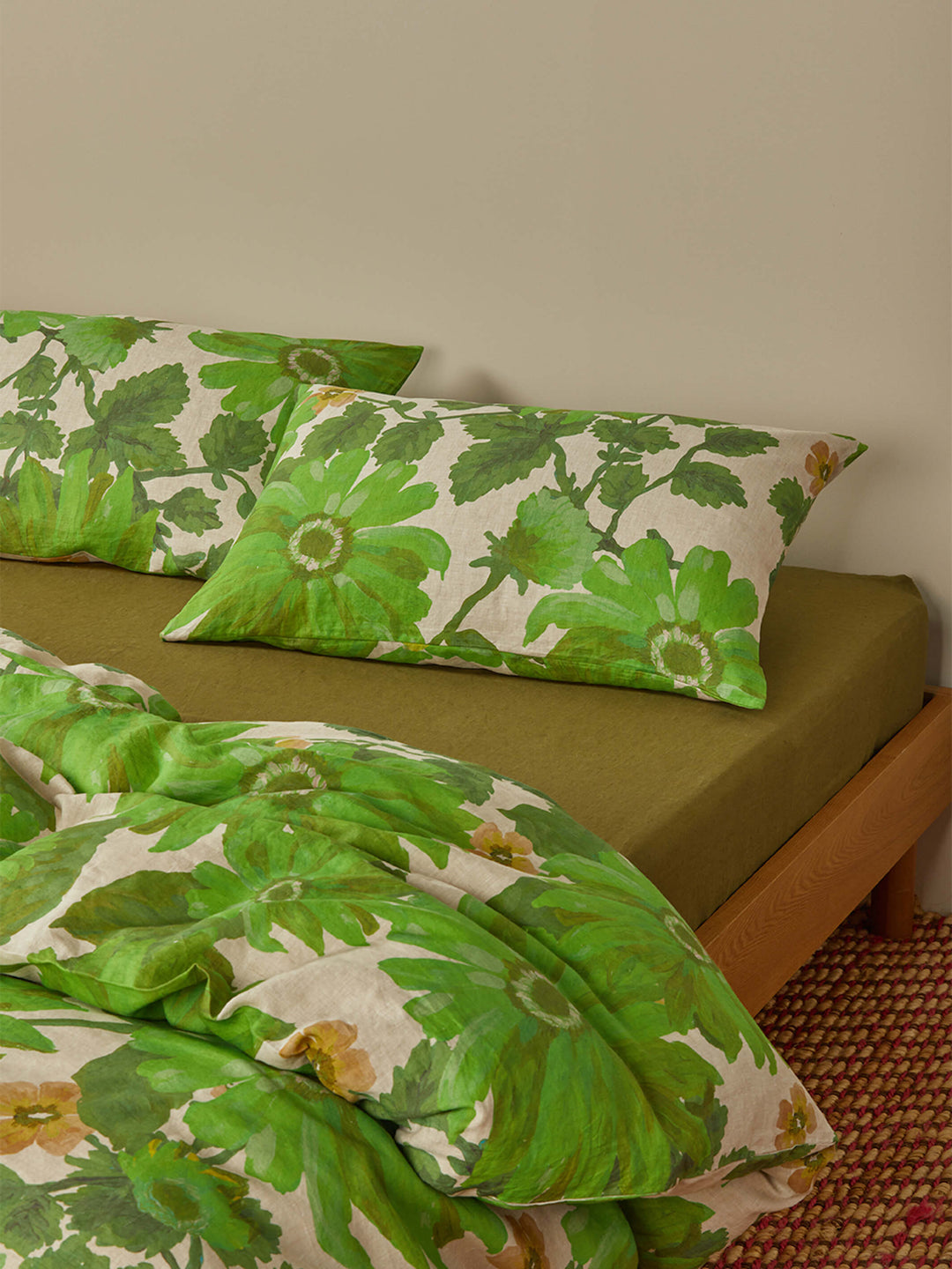Marigold Leaf Linen Standard Pillowcases