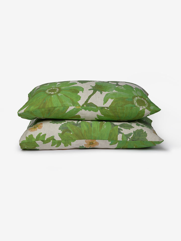 Marigold Leaf Linen Standard Pillowcases