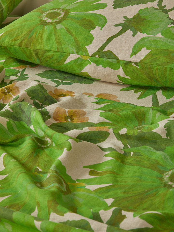 Marigold Leaf Linen Standard Pillowcases
