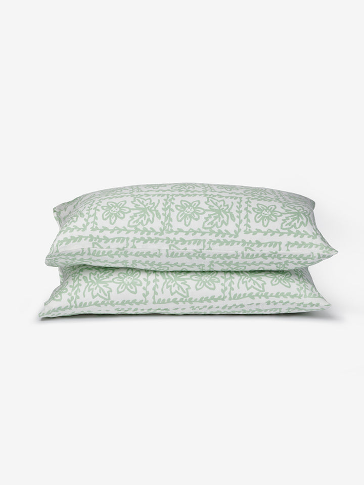 Daisy Sage Linen Standard Pillowcases