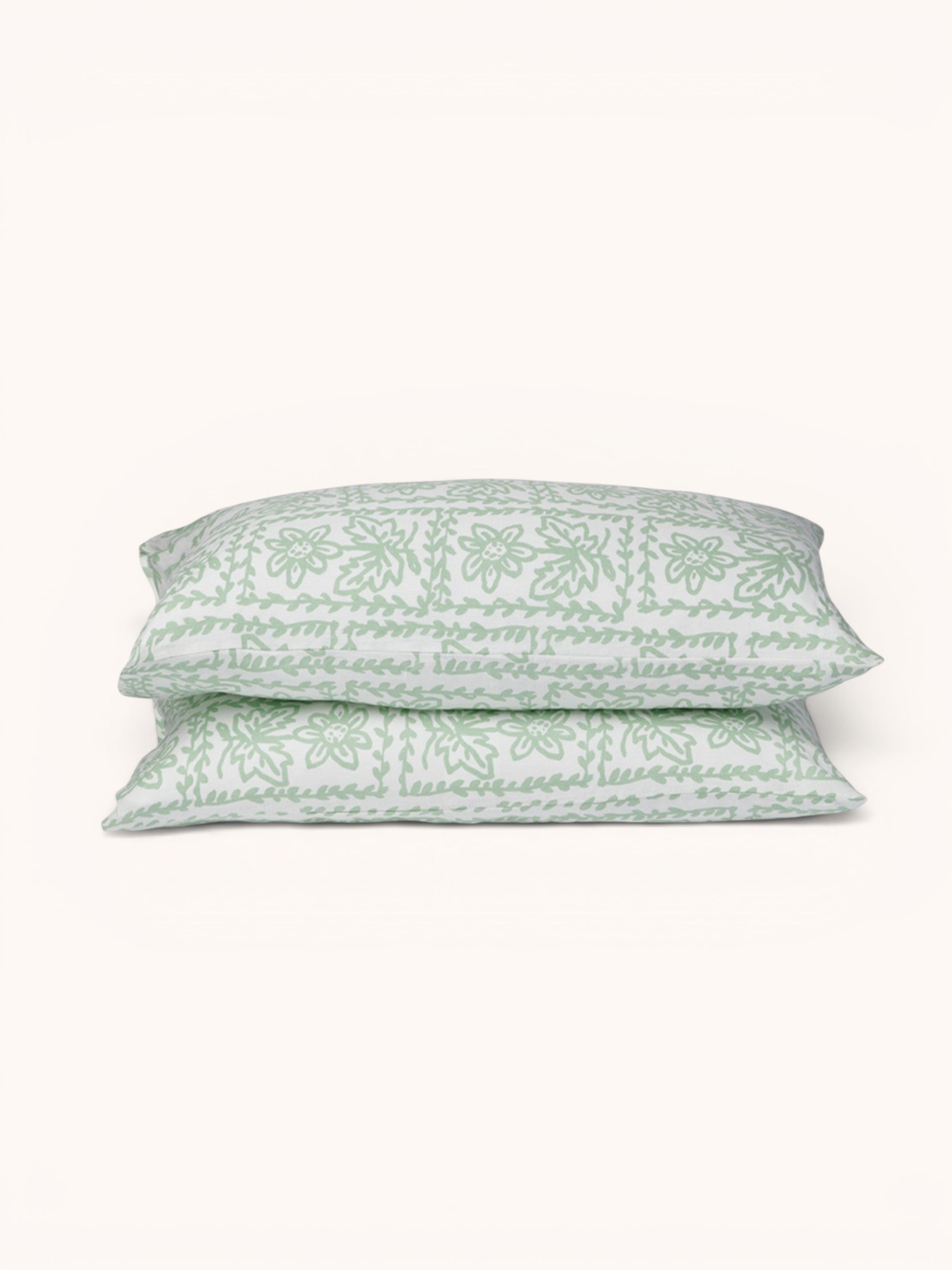 Daisy Sage Linen Standard Pillowcases