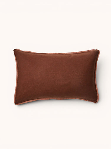 Cocoa & Tan Linen Standard Pillowcases