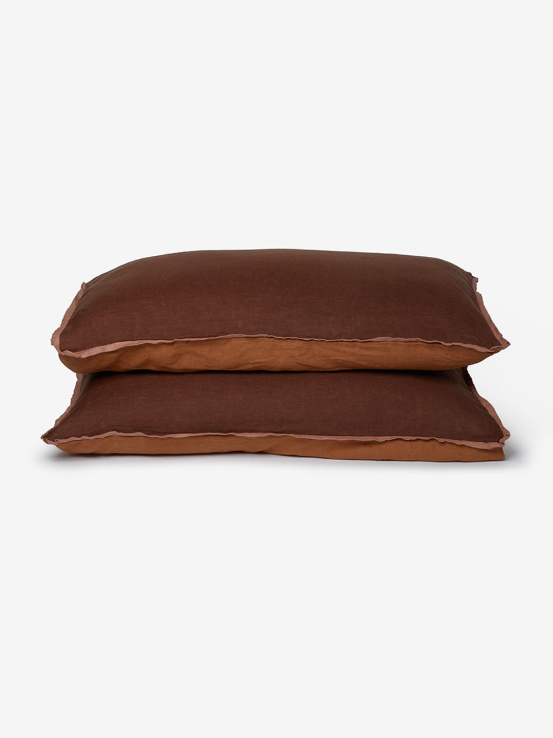 Cocoa & Tan Linen Standard Pillowcases