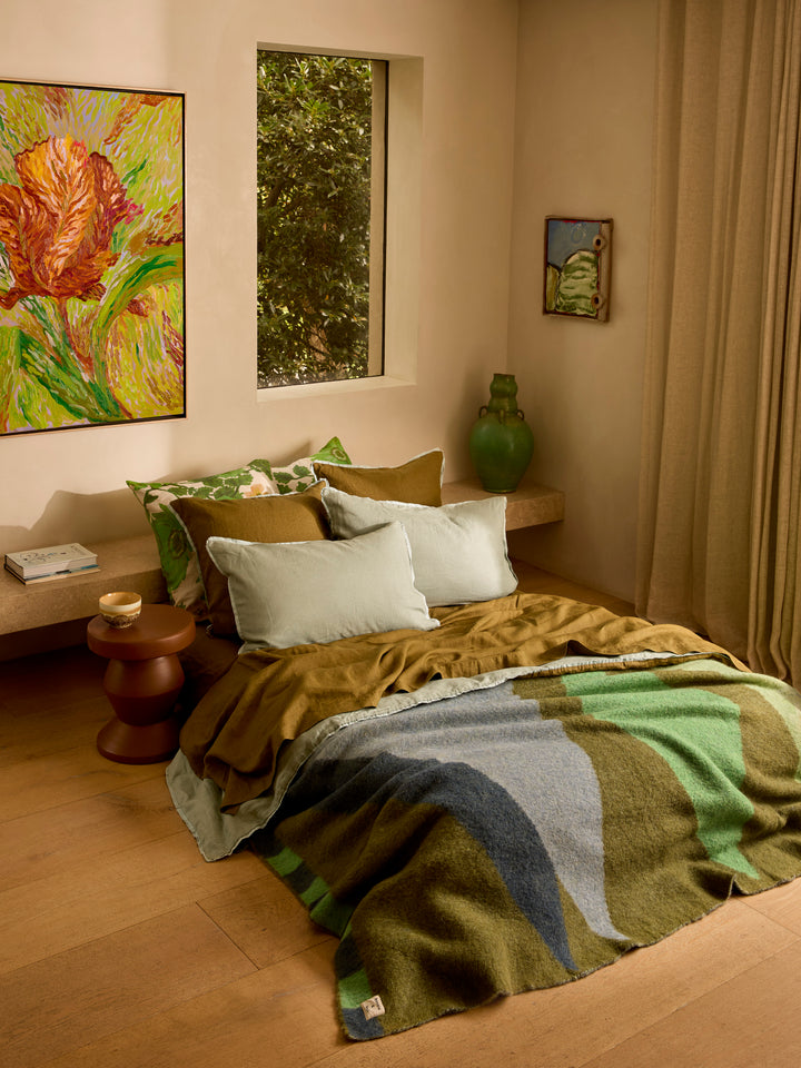 Sage & Khaki Linen Standard Pillowcases