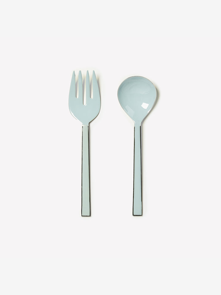 Enamel Powder Blue Salad Servers - Almost Perfect