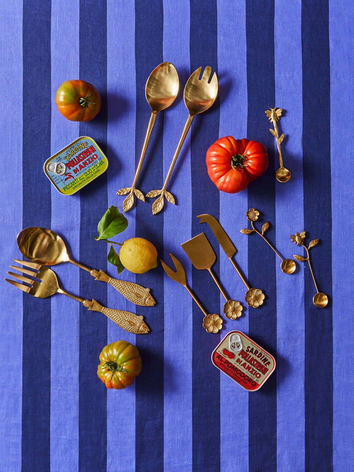 Fish Brass Salad Servers