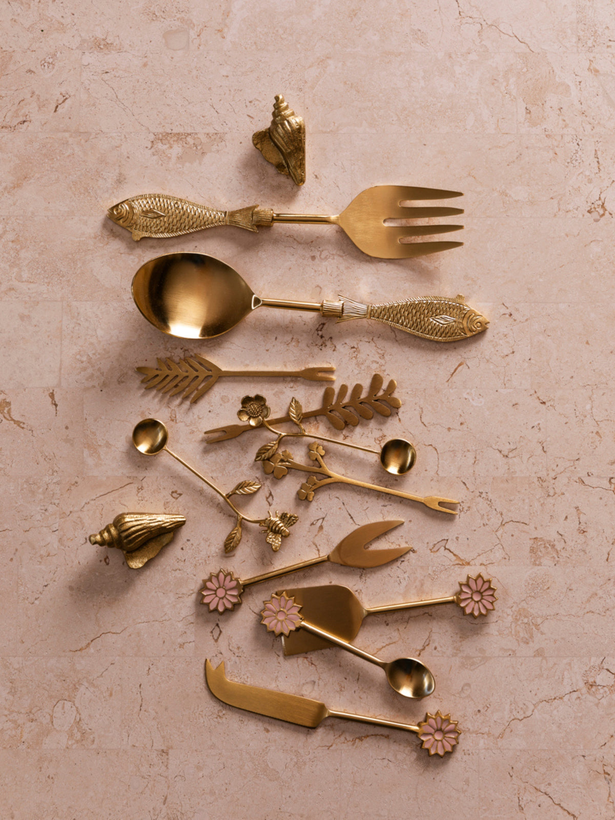 Fish Brass Salad Servers