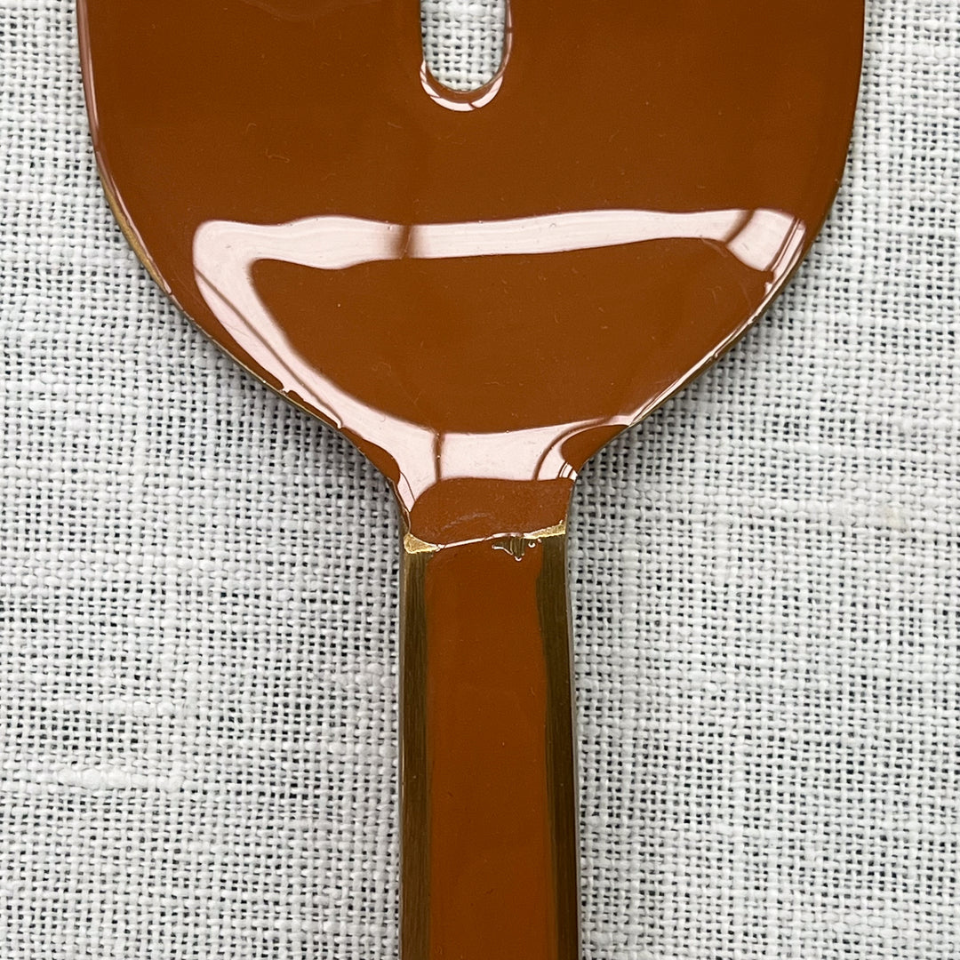 Enamel Tan Salad Servers - Almost Perfect
