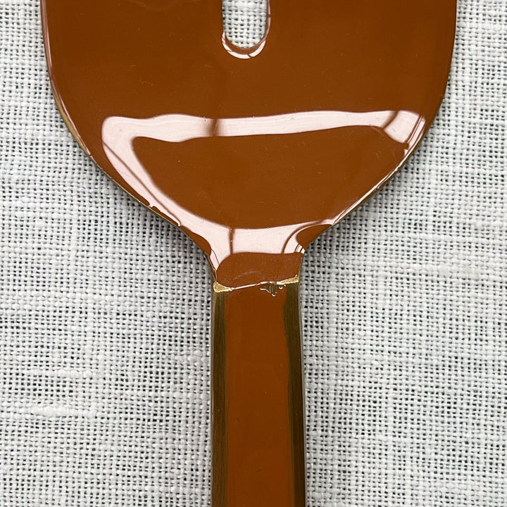 Enamel Tan Salad Servers - Almost Perfect
