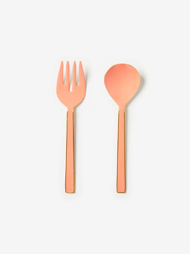 Enamel Peach Salad Servers - Almost Perfect