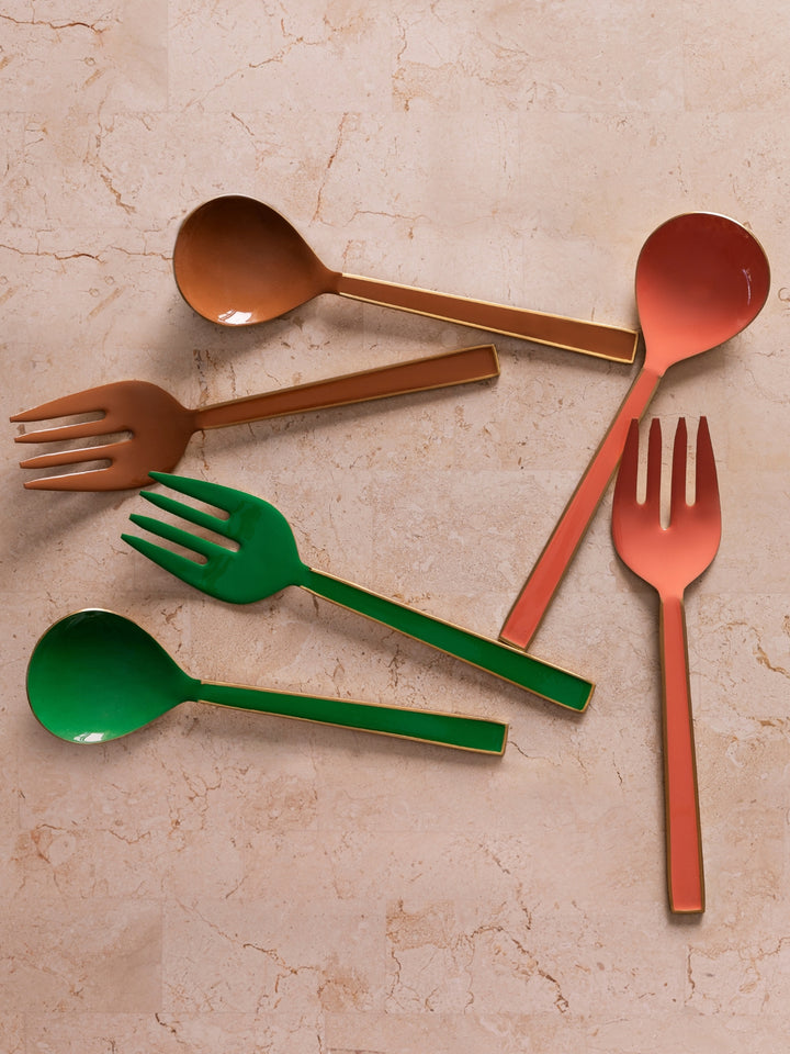 Enamel Peach Salad Servers - Almost Perfect
