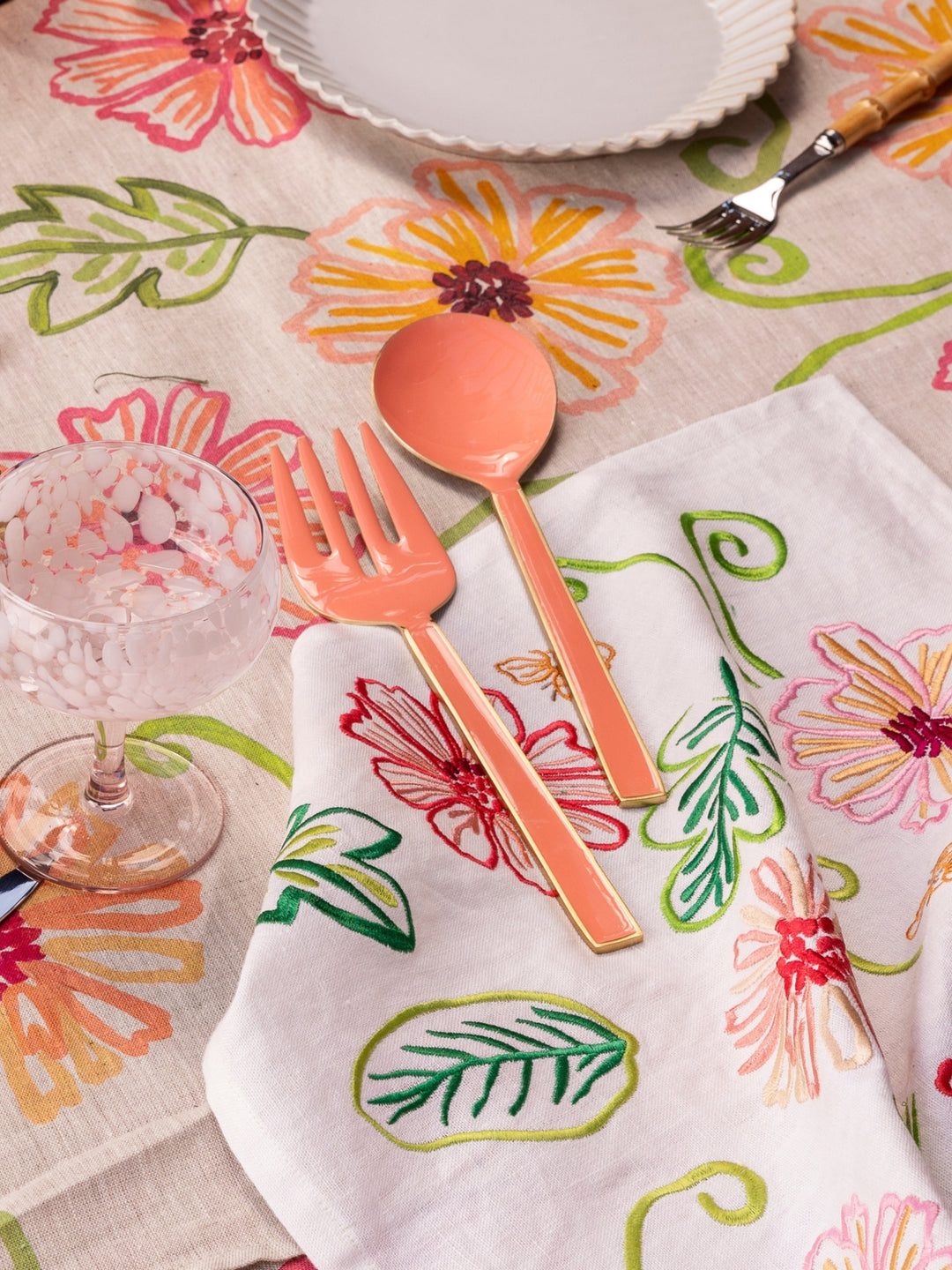 Enamel Peach Salad Servers - Almost Perfect