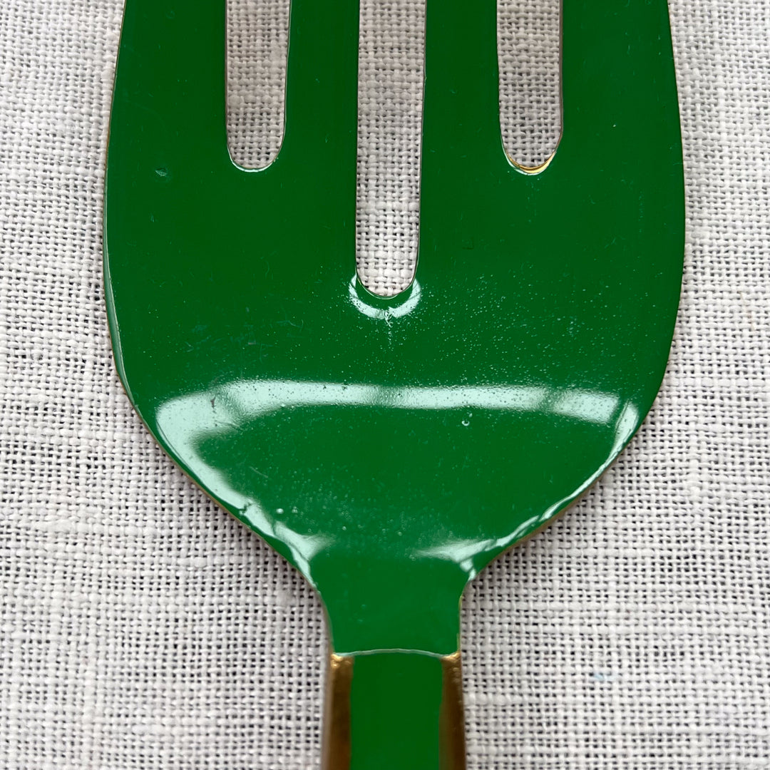 Enamel Emerald Salad Servers - Almost Perfect