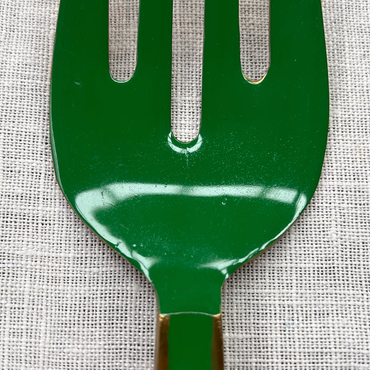 Enamel Emerald Salad Servers - Almost Perfect